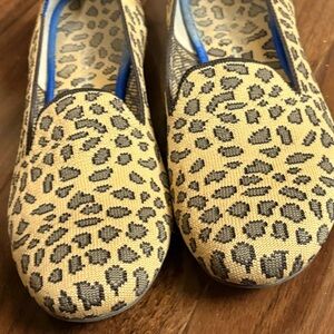 Rothy's Tan and Black Animal Print Loafers